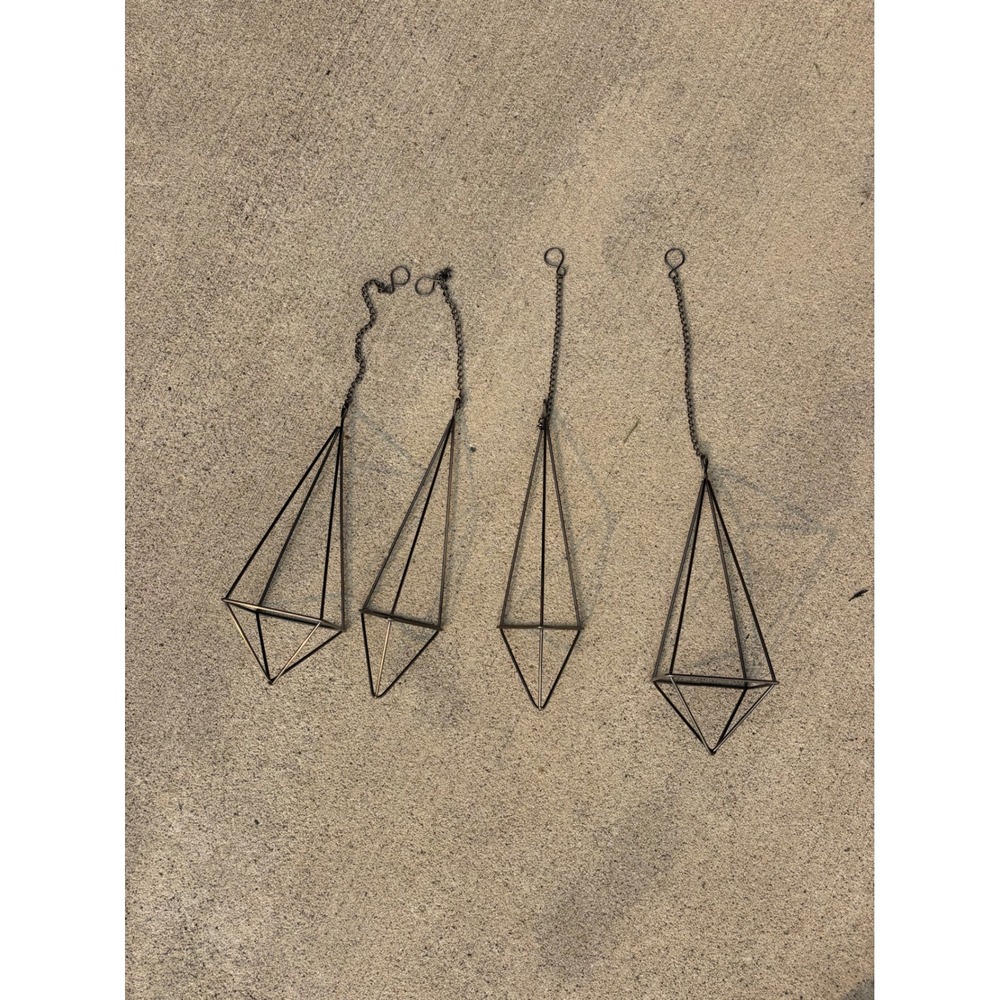Uxcell 4 Pack Geometric Hanging Air Plant Holders Black Metal Himmeli Decor‎